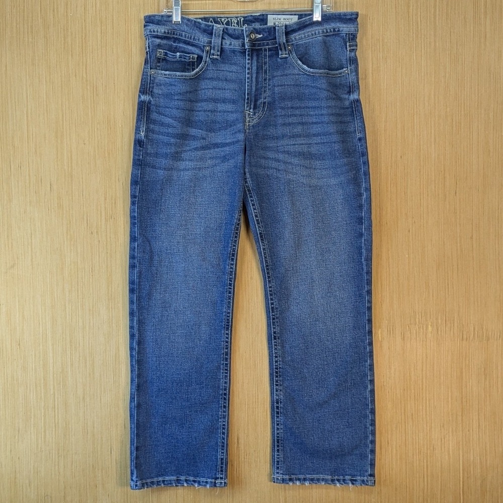 T.K. Axel Slim Boot Jeans Mens 32x30 Western Denim Blue Stretch‎